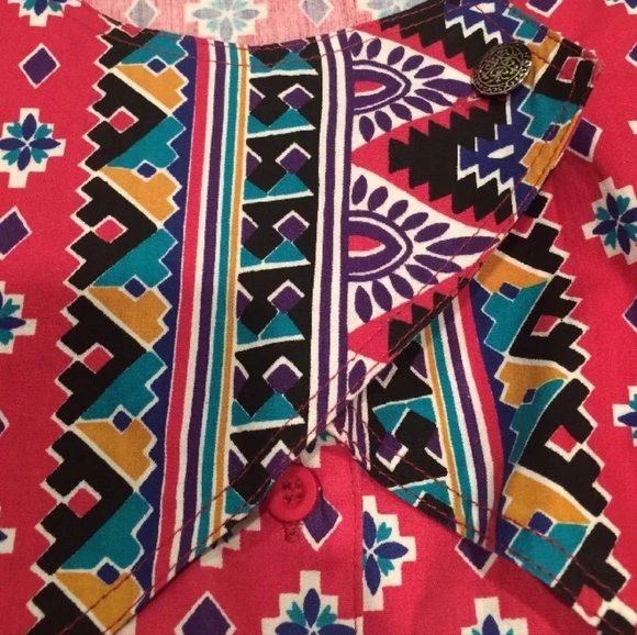 Frontier Series Western Aztec Cowgirl Button Up Shirt Size Medium Vintage - Picture 7 of 13